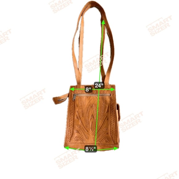 Vintage Elegant Tan Leather Crossbody Bag - Picture 4 of 4